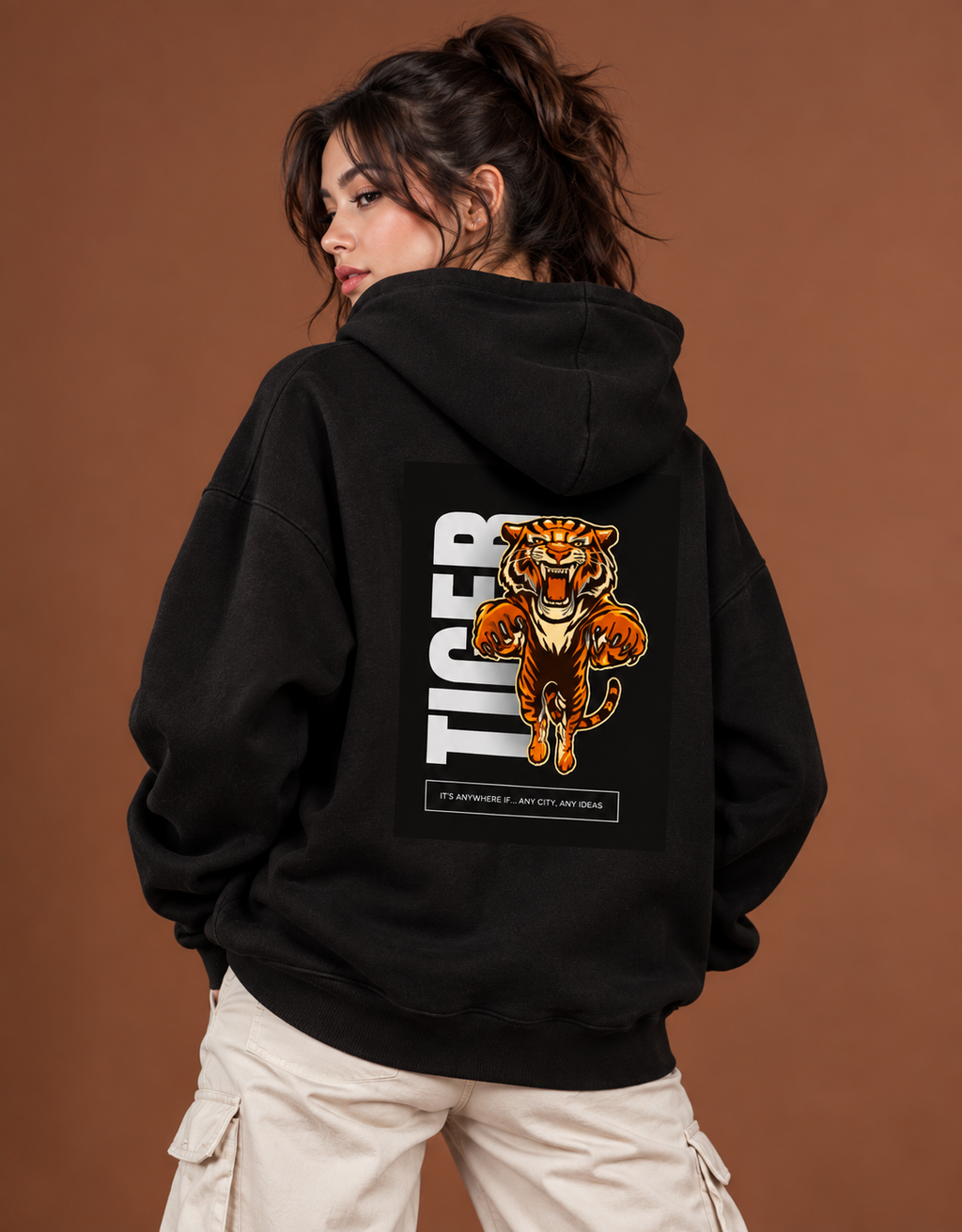 ROAR Tiger Unisex Oversized Hoodie – 400 GSM Cotton Blend | Heavyweight Streetwear