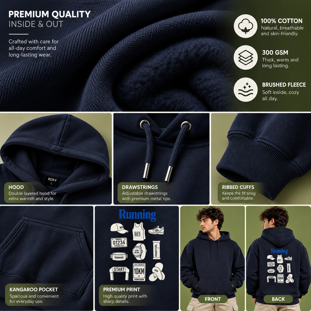 Unisex Oversized Hoodie – 400 GSM Cotton Blend | Warm & Comfortable