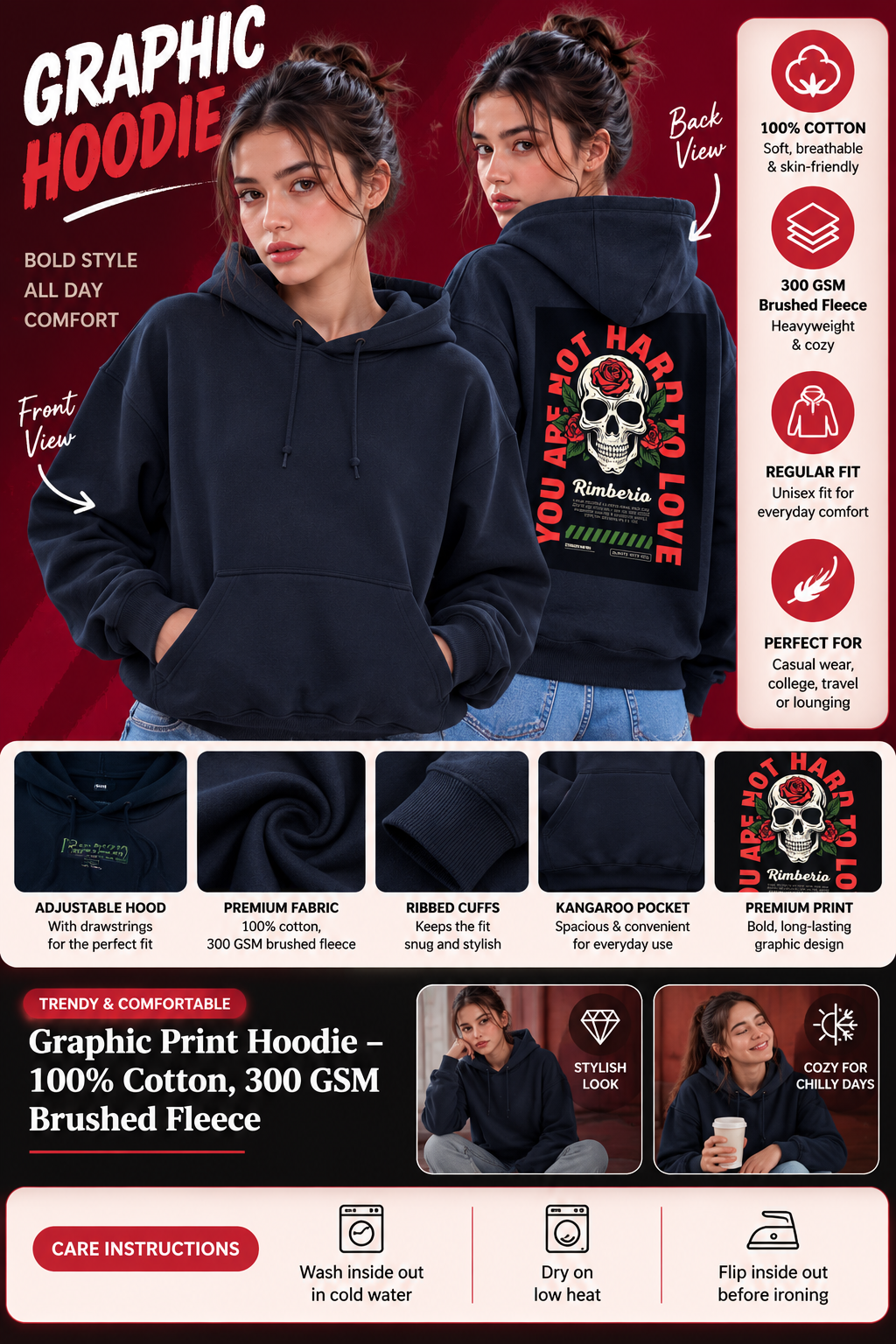 Women's Oversized Hoodie – 400 GSM Premium Cotton Blend Sweatshirt