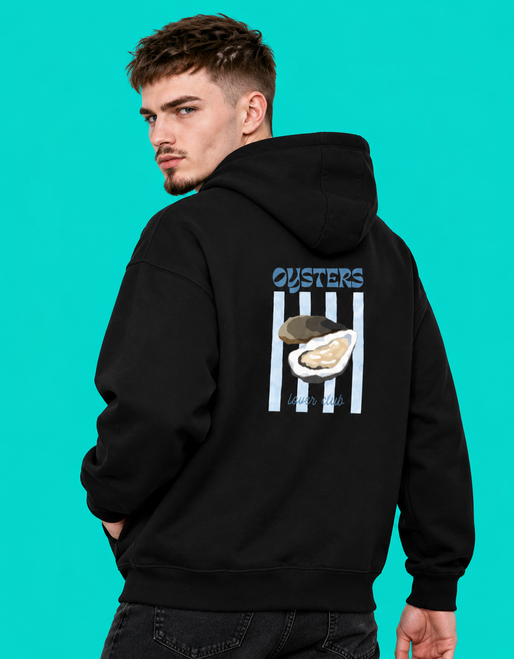 Oysters Layer Club Black Oversized Hoodie – Premium Graphic Printed Sweatshirt